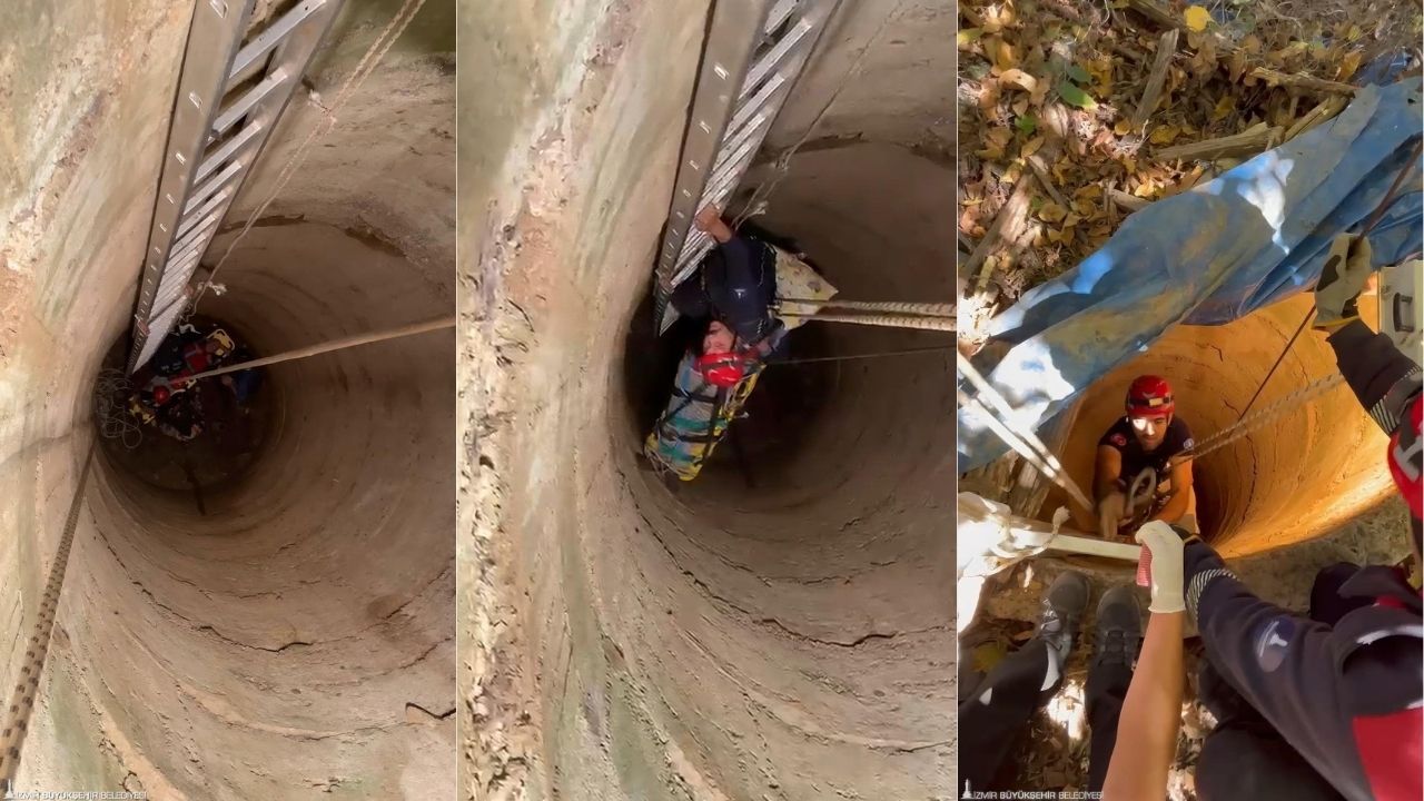 12 metrelik kuyudan itfaiyenin müdahalesiyle kurtarıldı