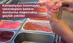 Ücretsiz 200 litre dondurmayı dağıtmakta güçlük çektiler