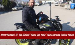 Hatay’da Motosiklet Tutkunu Ahmet Hamderi, Doğum Gününü Trafikte Korna Çalarak Kutladı