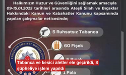 Tabanca ve kesici aletler ele geçirildi, 8 şüpheliye işlem yapıldı