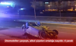 Otomobiller çarpıştı, alkol şişeleri ortalığa saçıldı: 4 yaralı