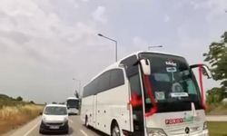 Yolcu otobüsü düğün konvoyuna girdi, konvoyda tehlikeli anlar kamerada