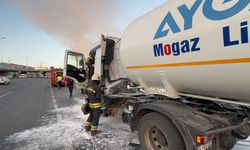 Gaz yüklü tankerdeki yangın paniğe neden oldu