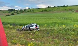 Tarlaya uçan otomobildeki 3 kişi yaralandı