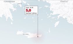 Ege Denizi'nde 5 büyüklüğünde deprem