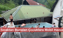 Sıcaktan bunalan çocuklar için kamyonun kasasını su ile doldurdu