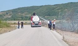 Çalılık alanda yangın çıktı