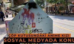 Çöp kutusunun üzerine çizilen 'anime kızı' dikkat çekti