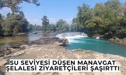 Manavgat Şelalesi'ndeki düşük su seviyesi dikkat çekti