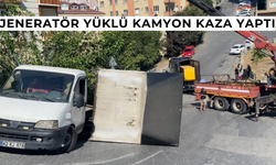 Ümraniye’de jeneratör yüklü kamyon kaza yaptı