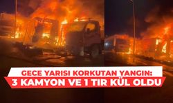 Gece yarısı korkutan yangın: 3 kamyon ve 1 tır kül oldu