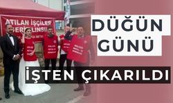 Gelinliklr fabrika önünde grev yaptı