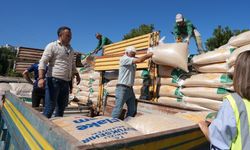 Yangın mağduru çiftçiye yem ve saman desteği sağlandı