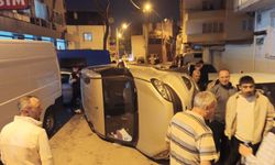 Kontrolden çıkan otomobil yan döndü: 1 yaralı