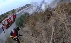 Yoldan çıkan otomobil alevlere teslim oldu