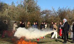 Öğrenci yurdu personeline uygulamalı yangın eğitimi