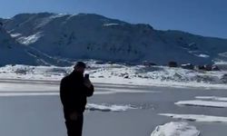 Rize’de Adalı Göl buz tuttu: Yaylada kış manzarası!