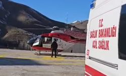 Hamile kadın ambulans helikopterle hastaneye getirildi