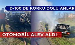 Babaeski girişinde korkutan araç yangını