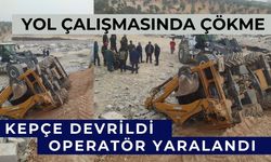 Nizip’te yol çalışmasında kaza: Kepçe devrildi