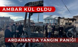 Hanak’ta ambar yangını korkuttu