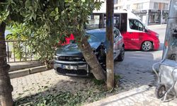 Kontrolden Çıkan Otomobil Dolmuşa Çarpıp Ağaca Savruldu!
