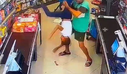 Çocuğu markette öldüresiye darp etti!