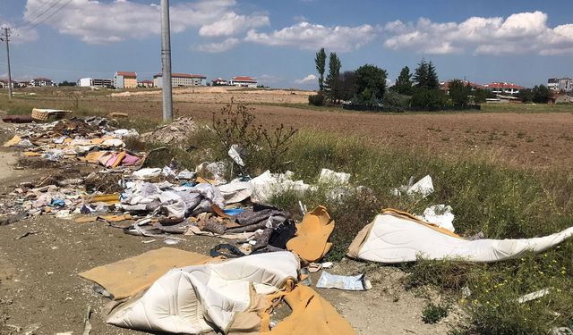 Tarlaları hiçe sayarak çöplerini bıraktılar