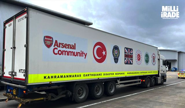 Arsenal'den depremzedelere 2 tır yardım malzemesi