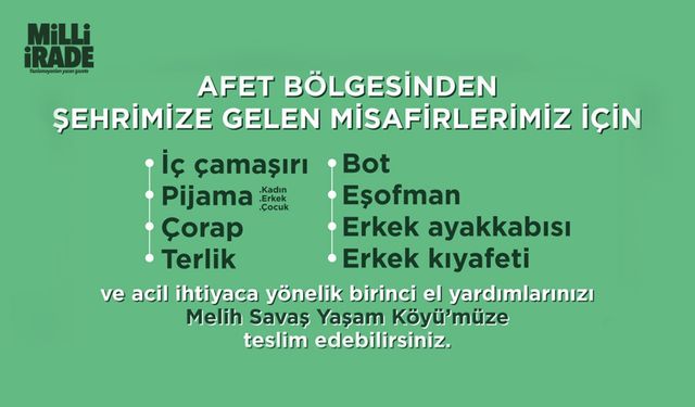 İhtiyaç malzemeleri toplanmaya devam ediyor