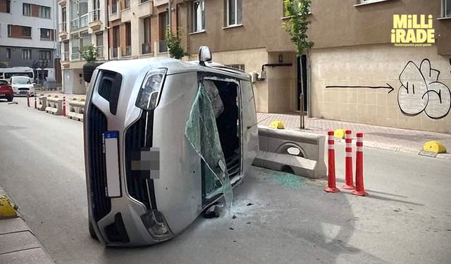 Takla atan araçtan böyle çıktılar (VİDEO HABER)