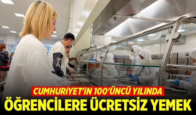 Cumhuriyet'in 100. yılında öğrencilere ücretsiz yemek etkinliği (VİDEO HABER)