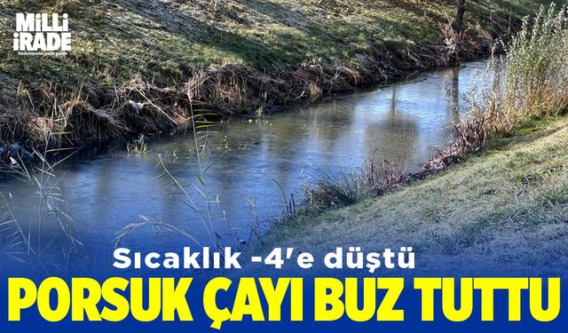 Sıcaklık -4'e düştü, Porsuk Çayı buz tuttu