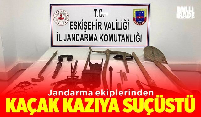 Jandarma ekiplerinden kaçak kazıya suçüstü (VİDEO HABER)