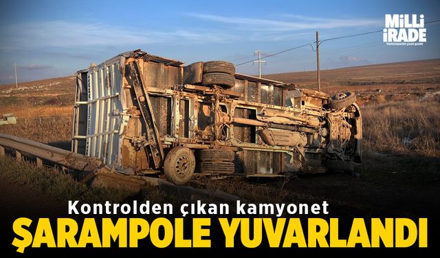 Kontrolden çıkan kamyonet şarampole yuvarlandı