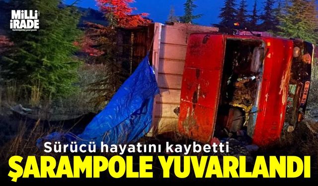 Kamyon şarampole yuvarlandı, sürücü hayatını kaybetti