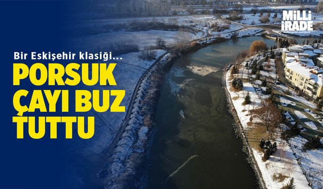 Porsuk Çayı buz tuttu (VİDEO HABER)