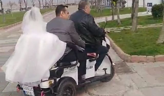 Elektrikli scooter gelin arabasına dönüştü