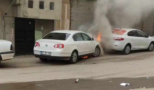 Park halindeki otomobil cayır cayır yandı