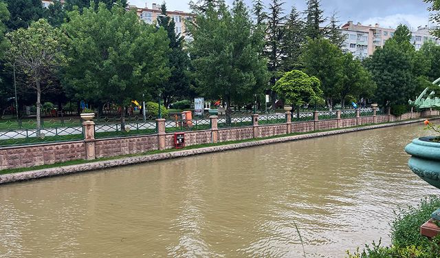 Porsuk Çayı kahverengiye büründü