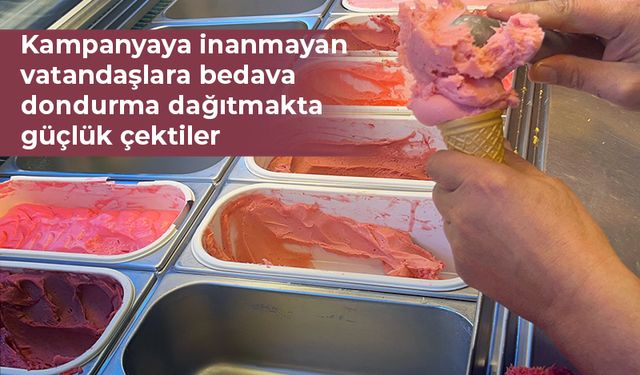 Ücretsiz 200 litre dondurmayı dağıtmakta güçlük çektiler