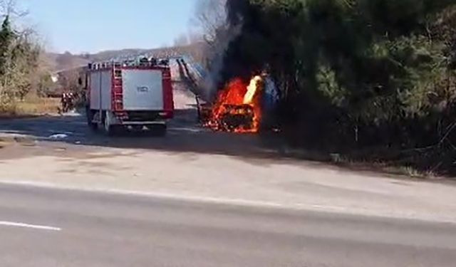 Park ettiği araç alev topuna döndü