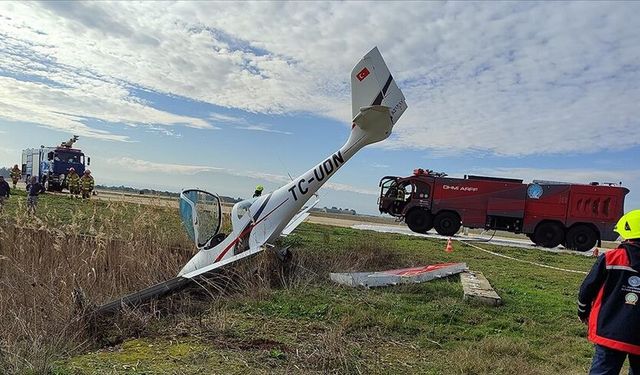 Eğitim uçağı pistten çıktı: pilot yaralandı