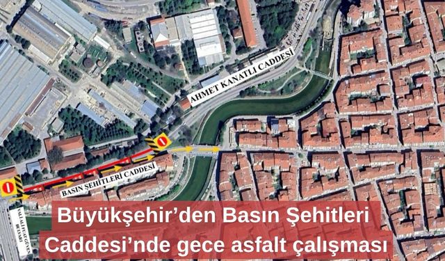 Büyükşehir’den Basın Şehitleri Caddesi’nde gece asfalt çalışması
