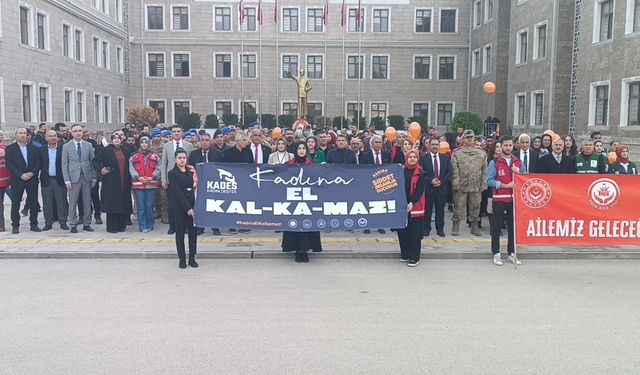 İl protokolü kadına şiddet için yürüdü