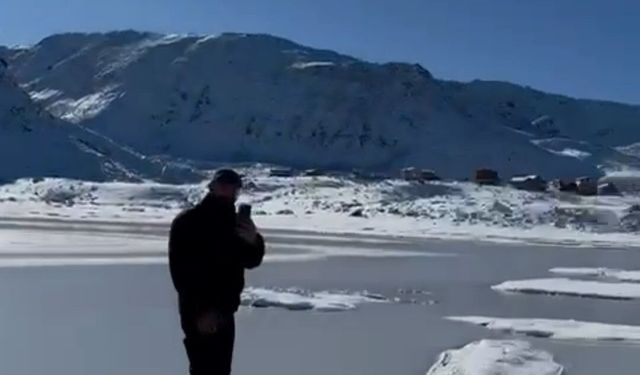 Rize’de Adalı Göl buz tuttu: Yaylada kış manzarası!