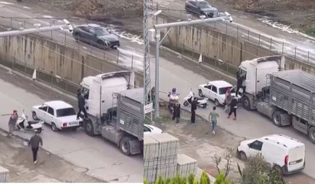 Tır şoförüne sopayla saldırdılar