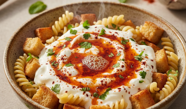 10 dakikada hazır: Soslu yalancı mantı (ekmek mantısı)