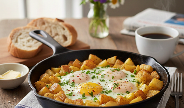 Tam kıvamında patatesli yumurta tarifi