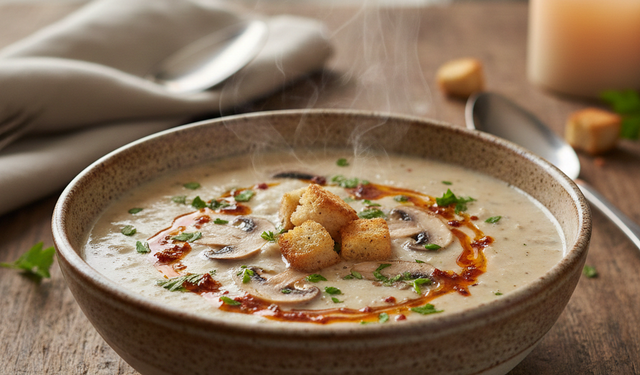 Restoran usulü sütlü mantar çorbası